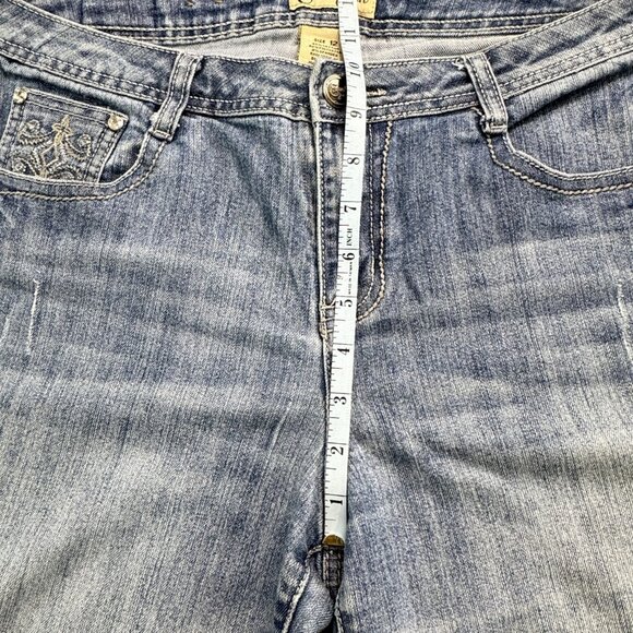 Earl Jean Womens 12 Blue Denim Straight Leg Jeans Mid Rise Embellished Pockets - Picture 10 of 14